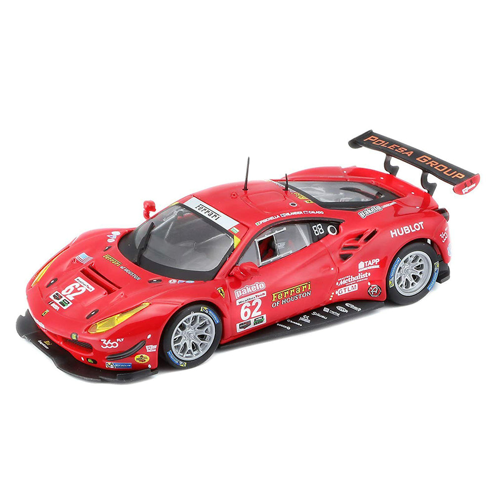 Bburago 1:43 Scale Ferrari Racing 2017 Ferrari 488 GTE #62 Red Diecast Model