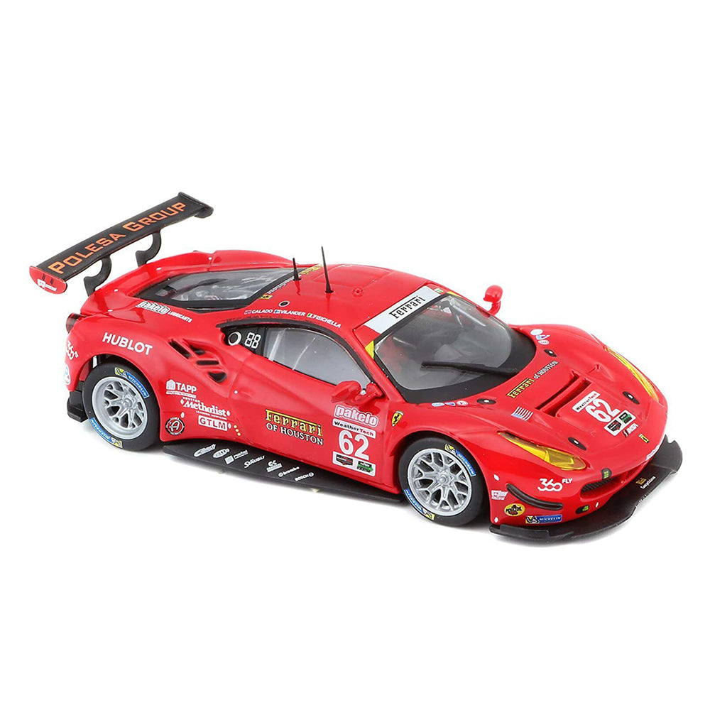 Bburago 1:43 Scale Ferrari Racing 2017 Ferrari 488 GTE #62 Red Diecast Model