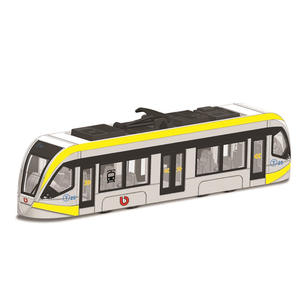 Bburago Play 19cm Street Intercity Tram White Yellow Diecast Toy Model