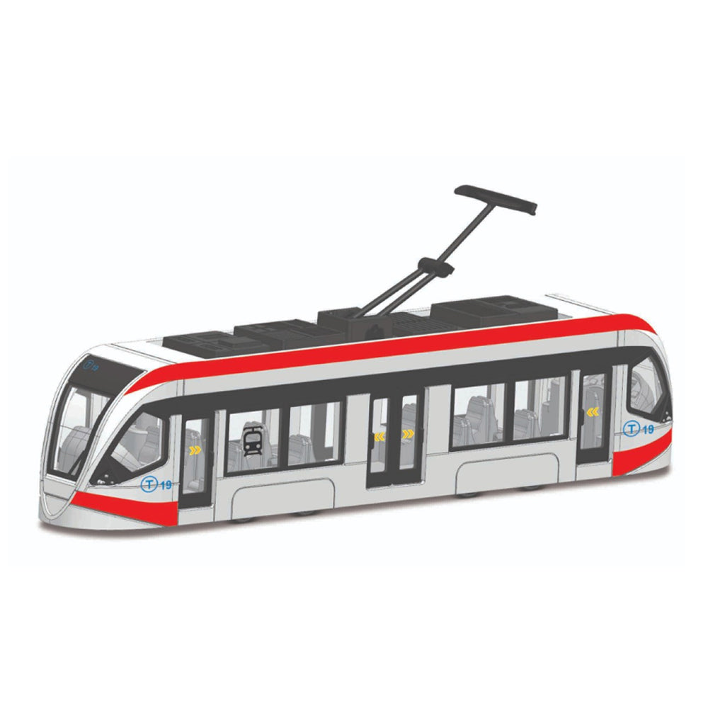 Bburago Play 19cm Intercity Tram White Red Diecast Toy Model