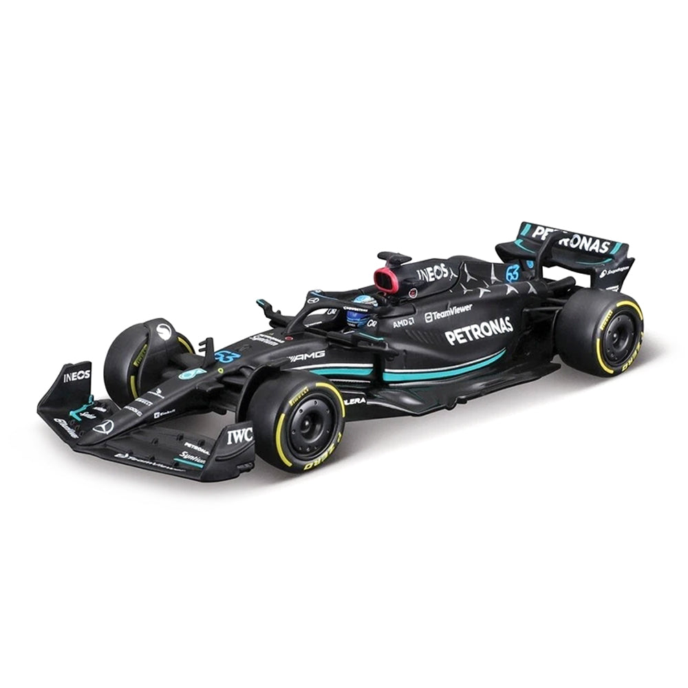 Bburago 1:43 Scale Formula Racing 2023 F1 Mercedes W14 #63 Russell & Helmet Car Model