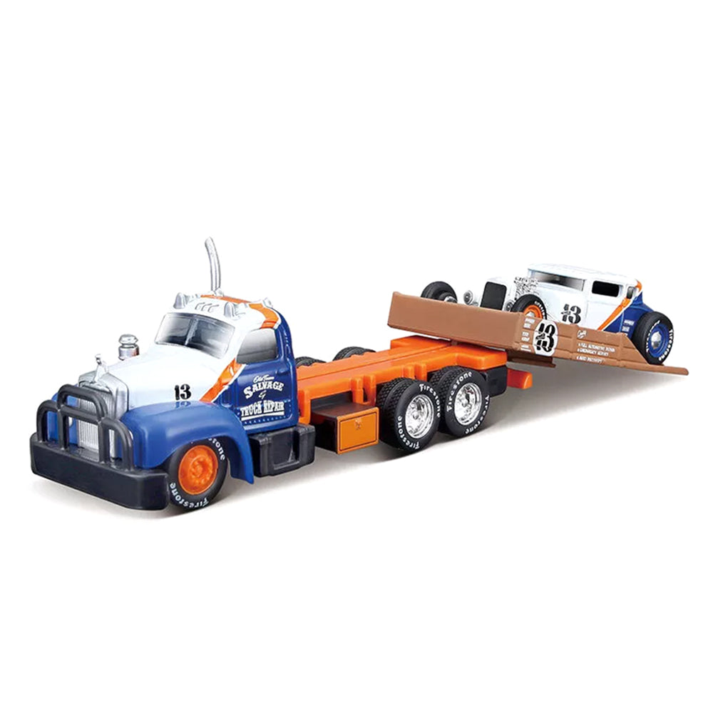 Maisto 1:64 Scale 1953 B-61 Mack Flatbed & 1929 Ford Model A Diecast Transport Vehicle