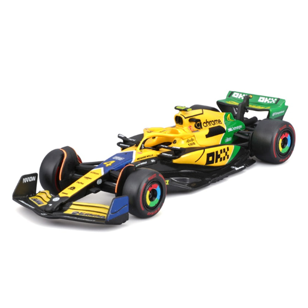 Bburago 1:43 Scale 2024 McLaren F1 Senna Livery Driver #4 Norris Diecast Racing Car