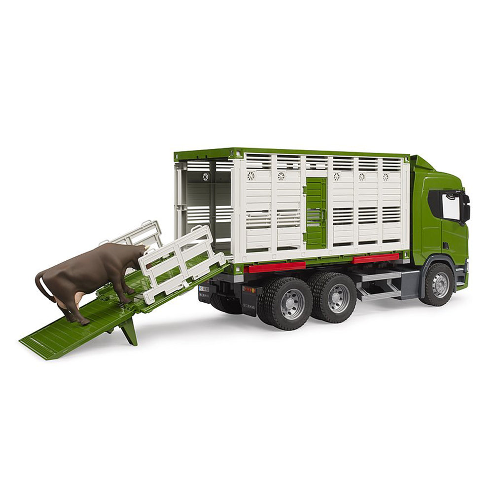 Bruder 1:16 Scale Scania Super 560R Cattle Transporter Truck With 1 Cow Model