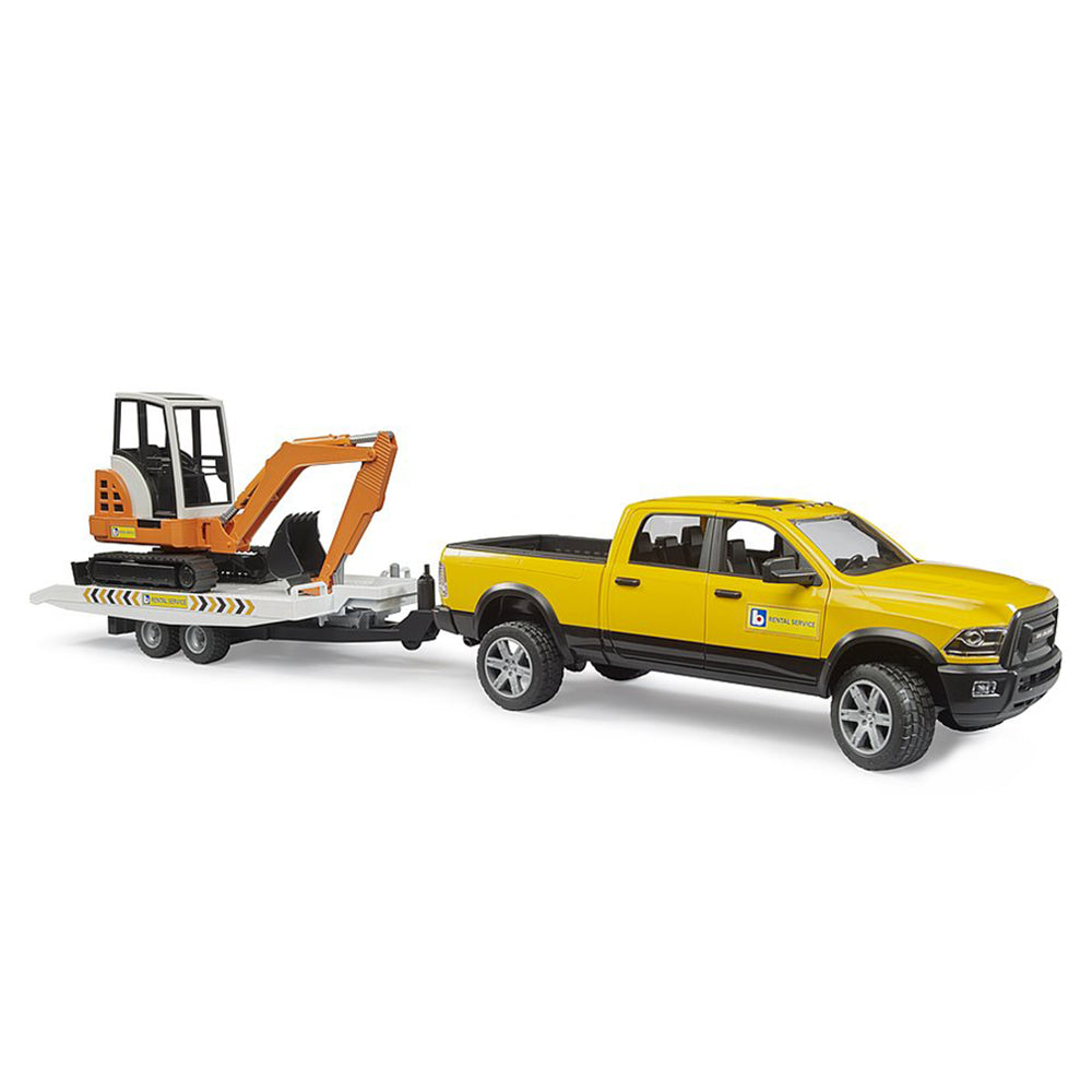 Bruder 1:16 Scale RAM 2500 Power Wagon Rental Service With Trailer & Excavator Model
