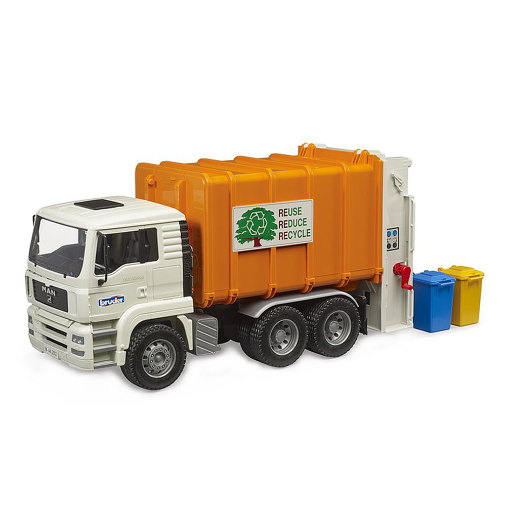 Bruder 1:16 Scale MAN TGA Rear Loading Garbage Truck With Bins Model Toy