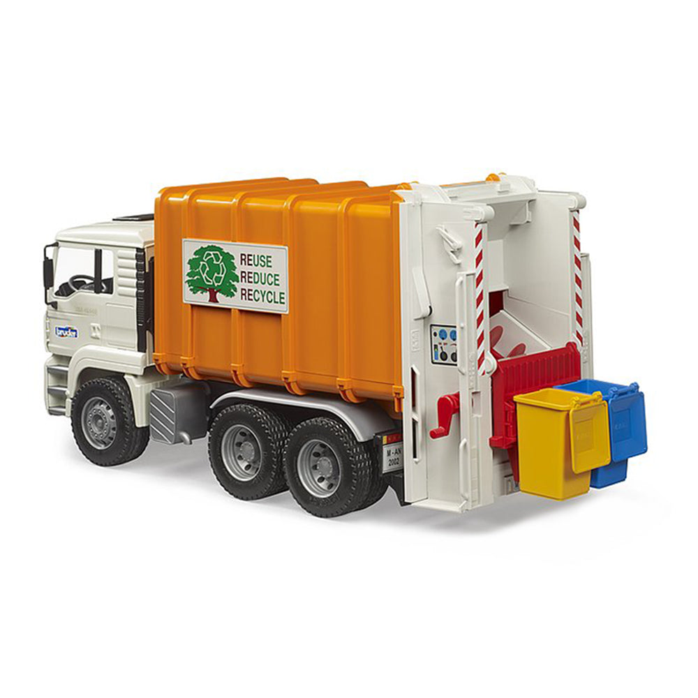 Bruder 1:16 Scale MAN TGA Rear Loading Garbage Truck With Bins Model Toy