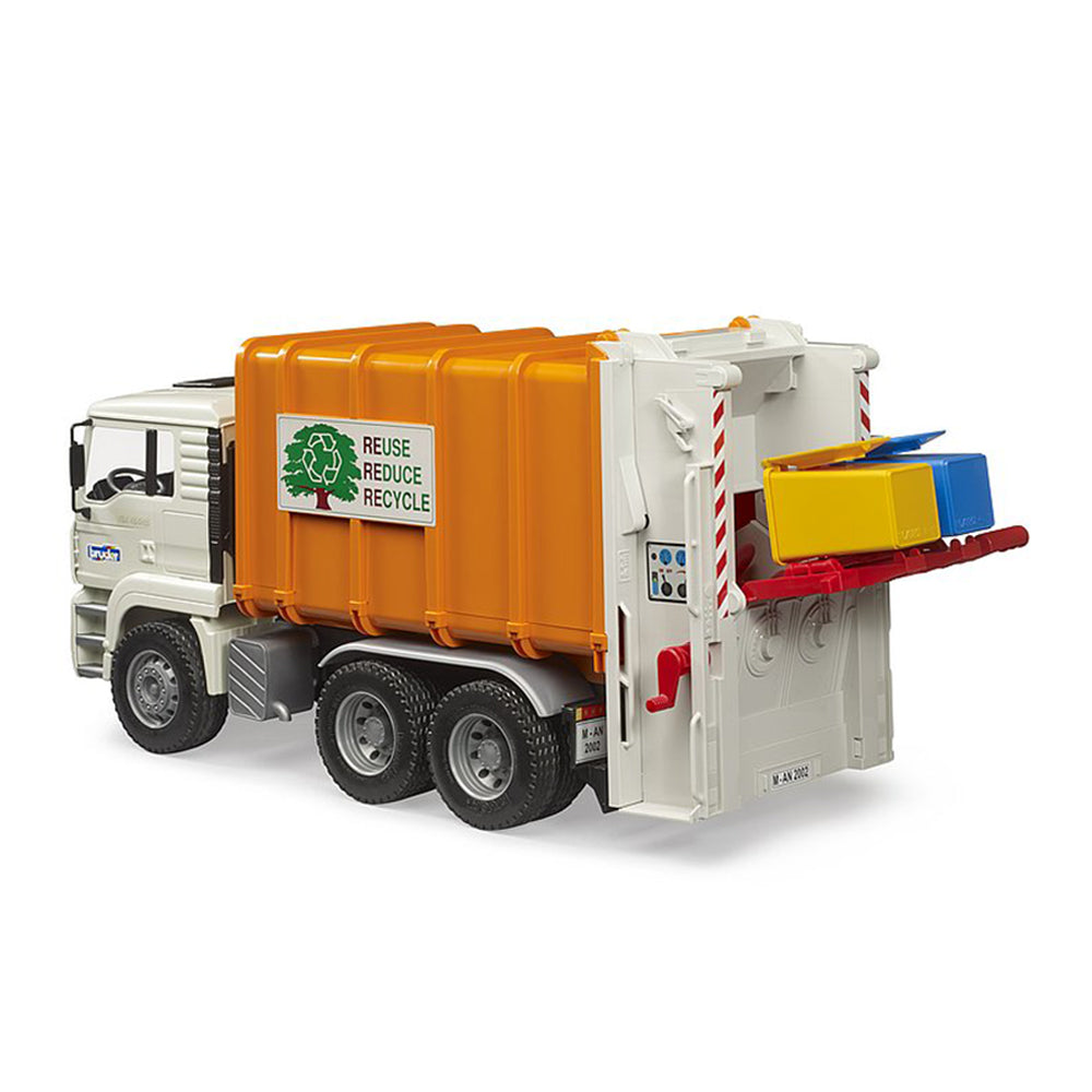 Bruder 1:16 Scale MAN TGA Rear Loading Garbage Truck With Bins Model Toy