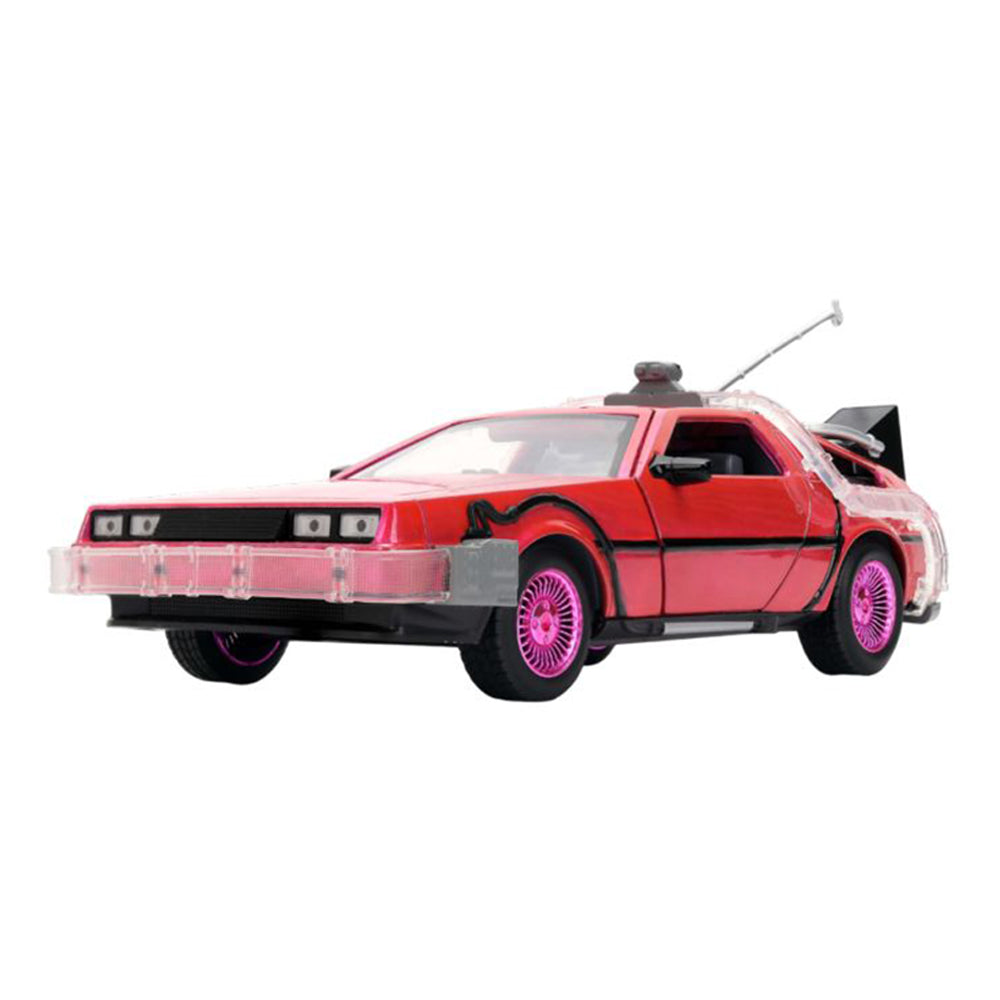 Jada 1:24 Scale Pink Slips Back To The Future Delorean Time Machine Pink Vehicle