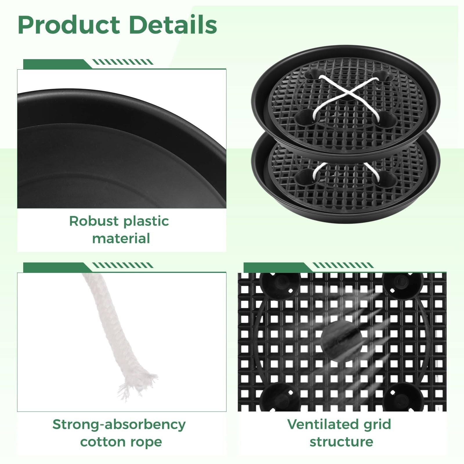 Plastic Plant Saucer Stand,4-Pack 14 inch, Elevated Plant Saucer Self-Watering Fabric Pot Base, Use Nonwoven Grow Bags, Plant Saucers Flower Pot Tray for Indoor-Outdoo and Grow Tents Greenhouses
