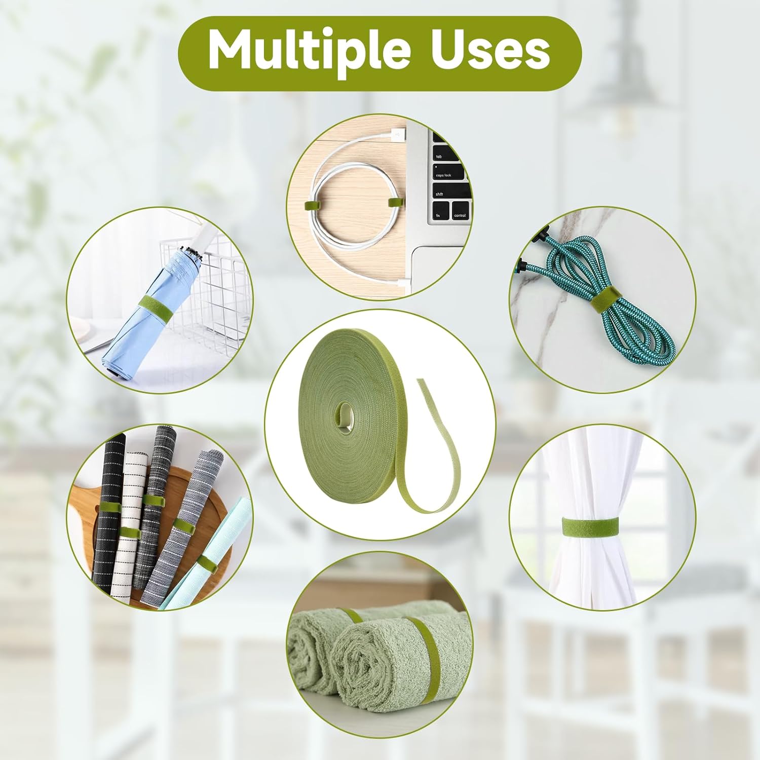 Garden Ties Plant Tape Ties Nylon Plant Tape Strap 65.6 Feet Plant Support Tape Reusable Garden Tape 1/2'' Army Green Plant Tape For Climbing Plants,Tomato,Vines,Cables,Flowers,Indoor Outdoor