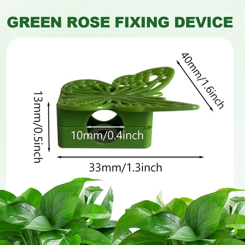 30 Green Butterfly Leaf Plant Clips Invisible Wall Plant Support Hooks Vinyl Cross Brackets for Indoor Outdoor Climbing Plants