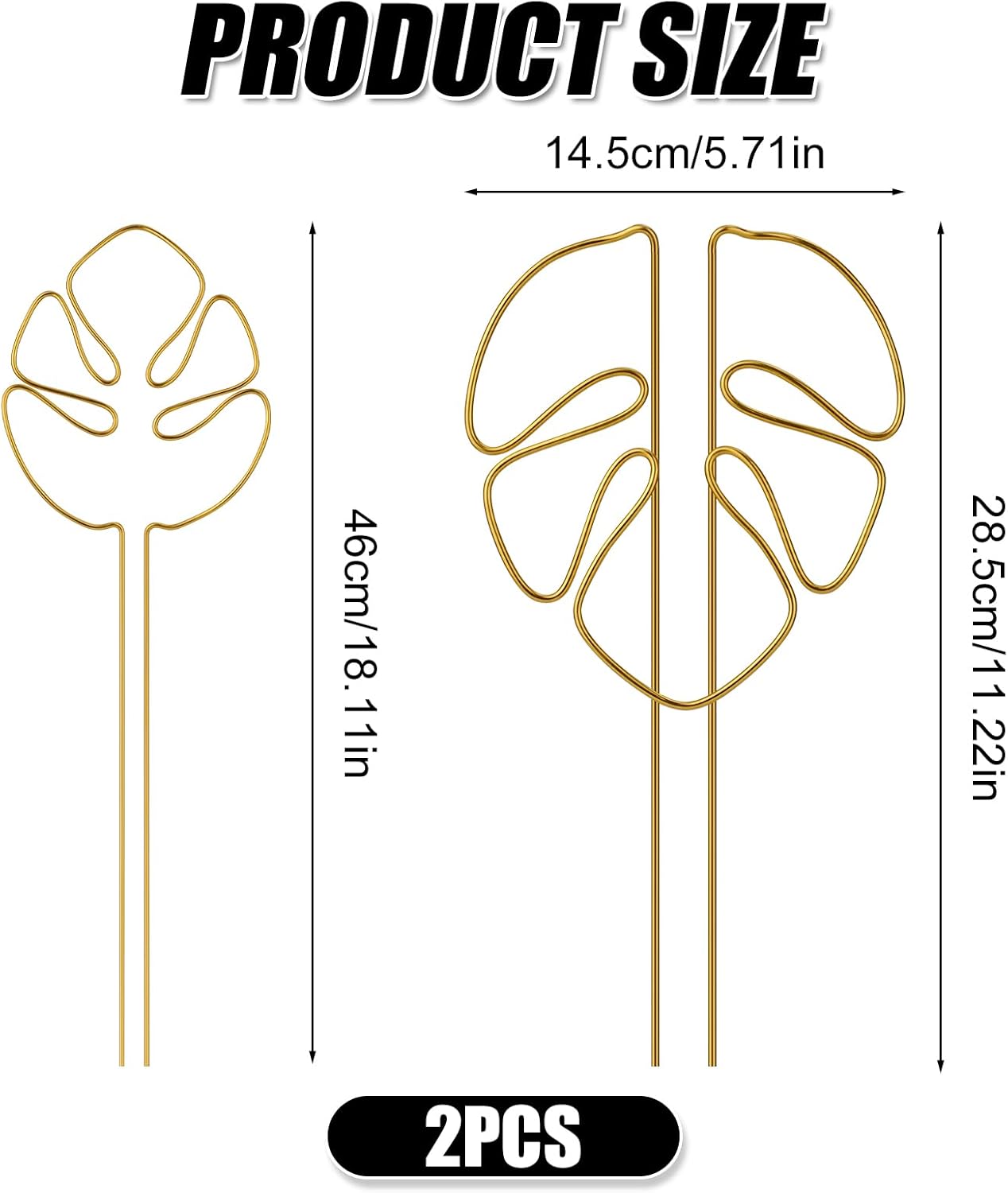 2 Pack Gold Plant Supports Indoor Outdoor Plant Stakes Clips Plant Stand for Plant Support