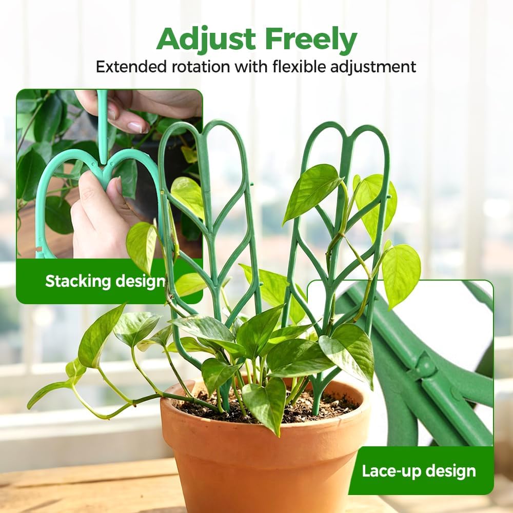 Plant Trellis for Climbing Plants, Indoor Outdoor Plastic Garden Trellis, Adjtable Potted Plant Support for Pothos, Ivy, Hoya, Monstera & Flower Vines (3PCS)