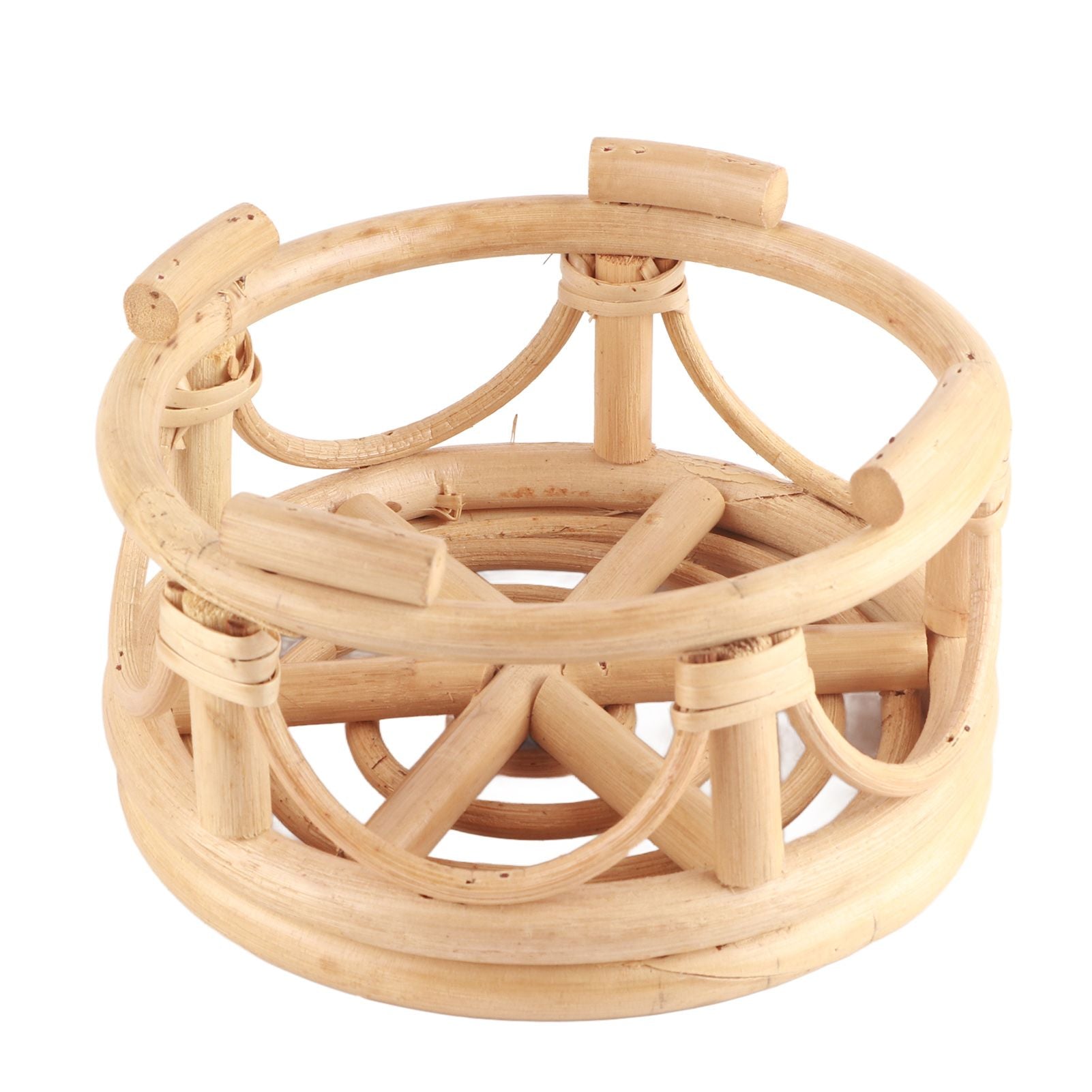 Rattan Indoor Plant Stand Round Shape Natural Plant Rack Handmade Rattan Planter Stand for Home Garden Yard Small
