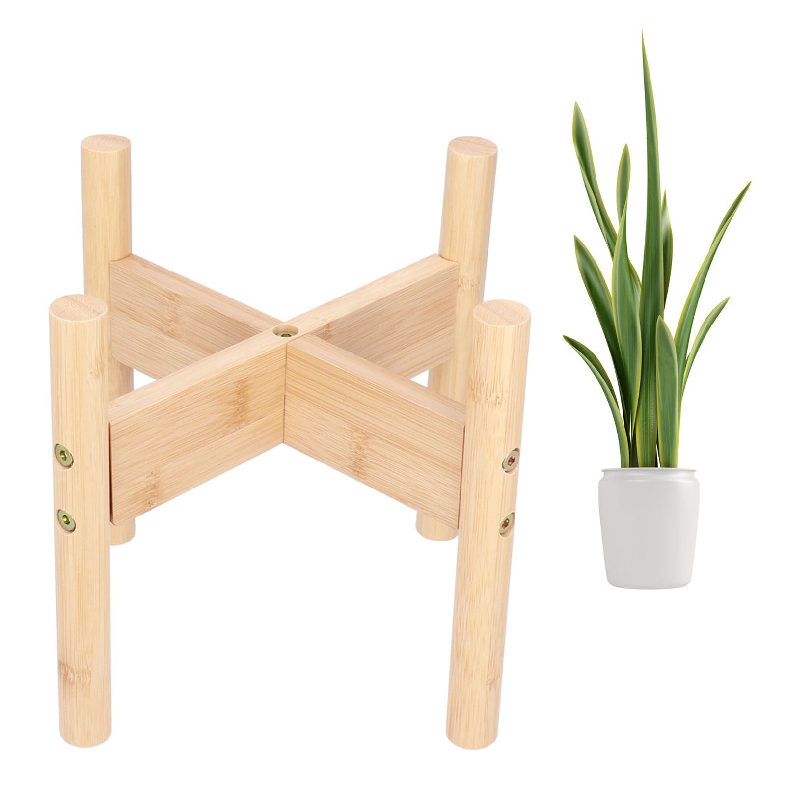 Mid Century Plant Stand Bamboo Flower Pot Holder Minimalist Green Plant Stand for Indoor Plant