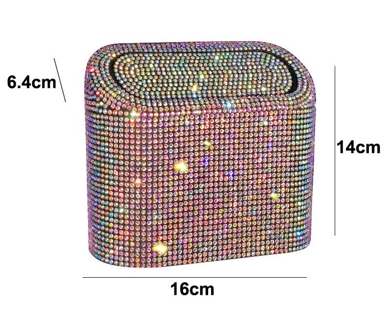 Colored Diamond Sparkly Rhinestone Car Trash Can - Diamond Auto Garbage Bin Organizer