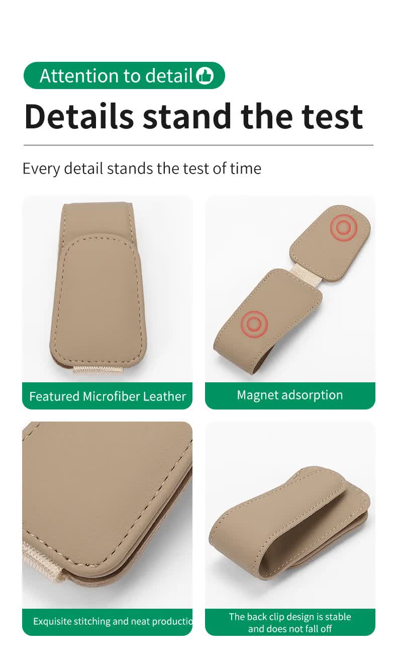 2 Pcs Blue PU Leather Car Visor Sunglasses Holder - Multi-Functional Clip for Glasses, Cards & Tickets, 9.5x4.5cm