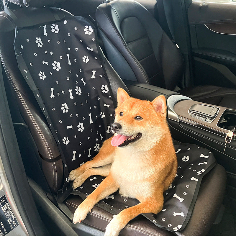 4 Pcs Black with Paw Waterproof Pet Car Seat Cover - Scratch-Resistant Oxford Cloth  for Dogs and Cats (106 x 49 cm)