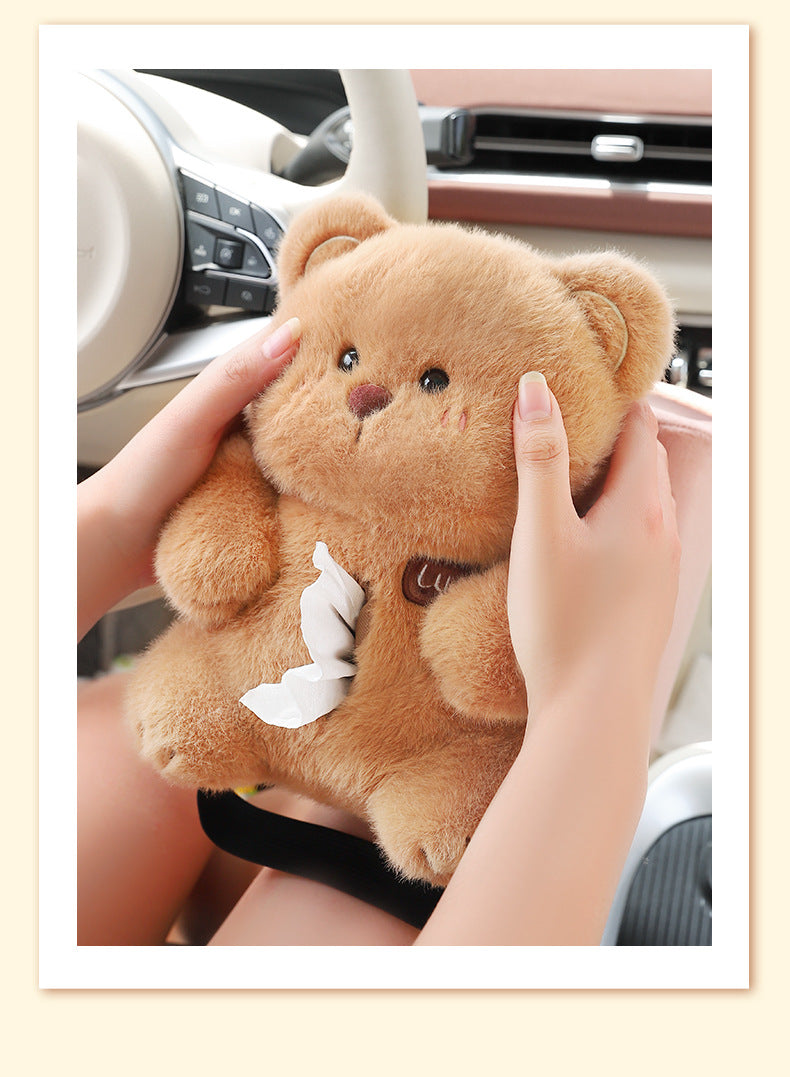 Adorable Pink Pig Tissue Holder for Car - Plush Toy with Storage