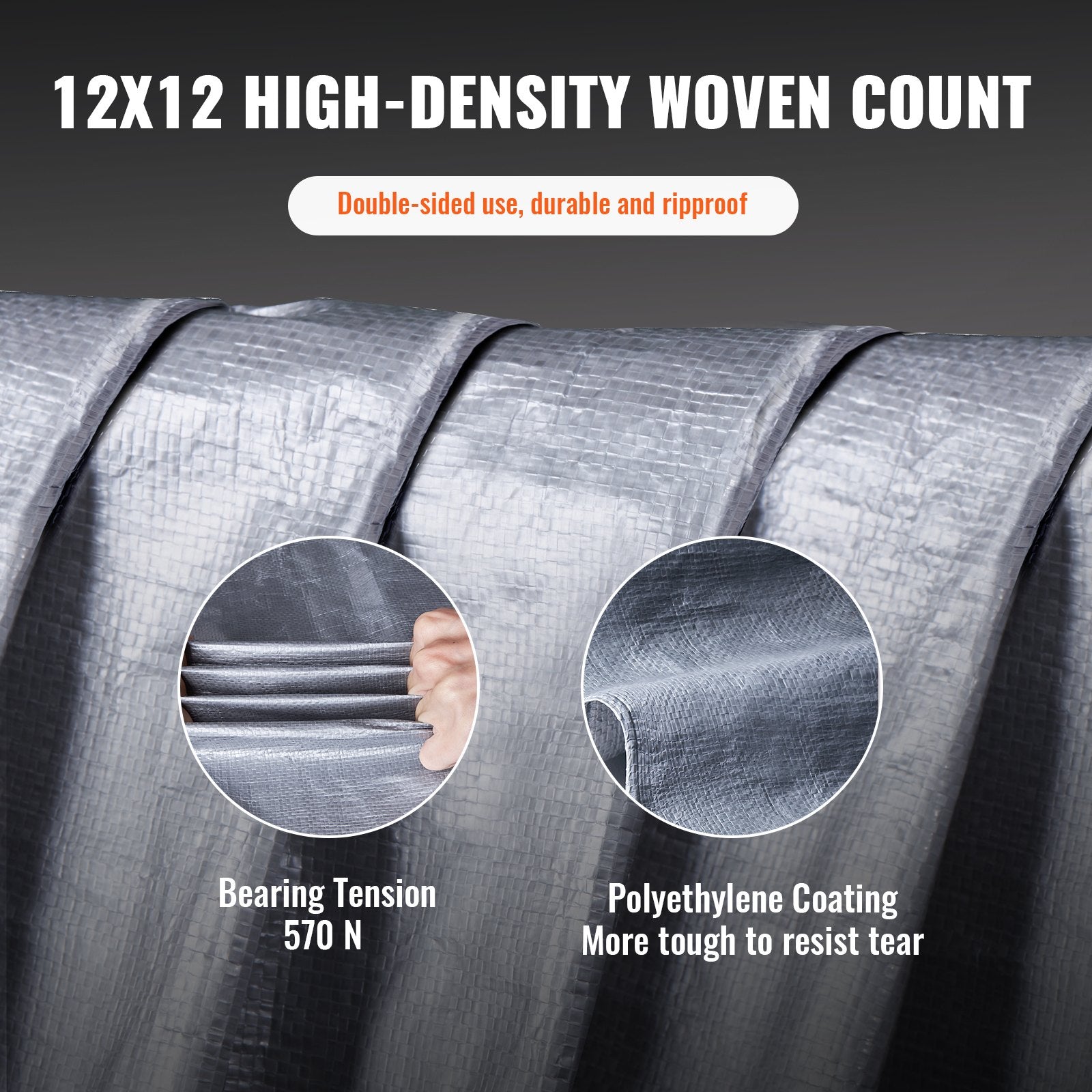 VEVOR Tarp Waterproof Tarpaulin 20 x 30 ft 10 Mil Plastic Poly Tear UV Resistant