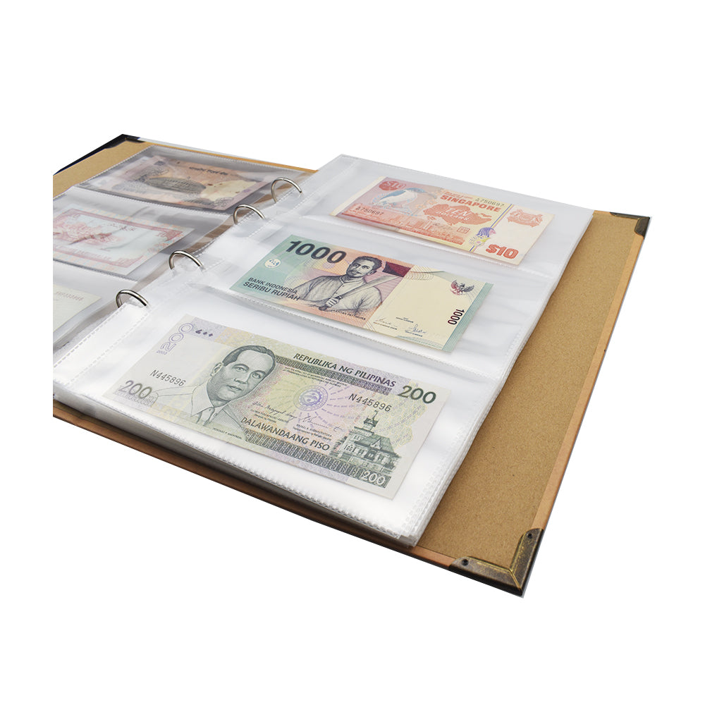 240 Pockets Cardboard Notes Album Banknote Paper Money Collection Stamps Book