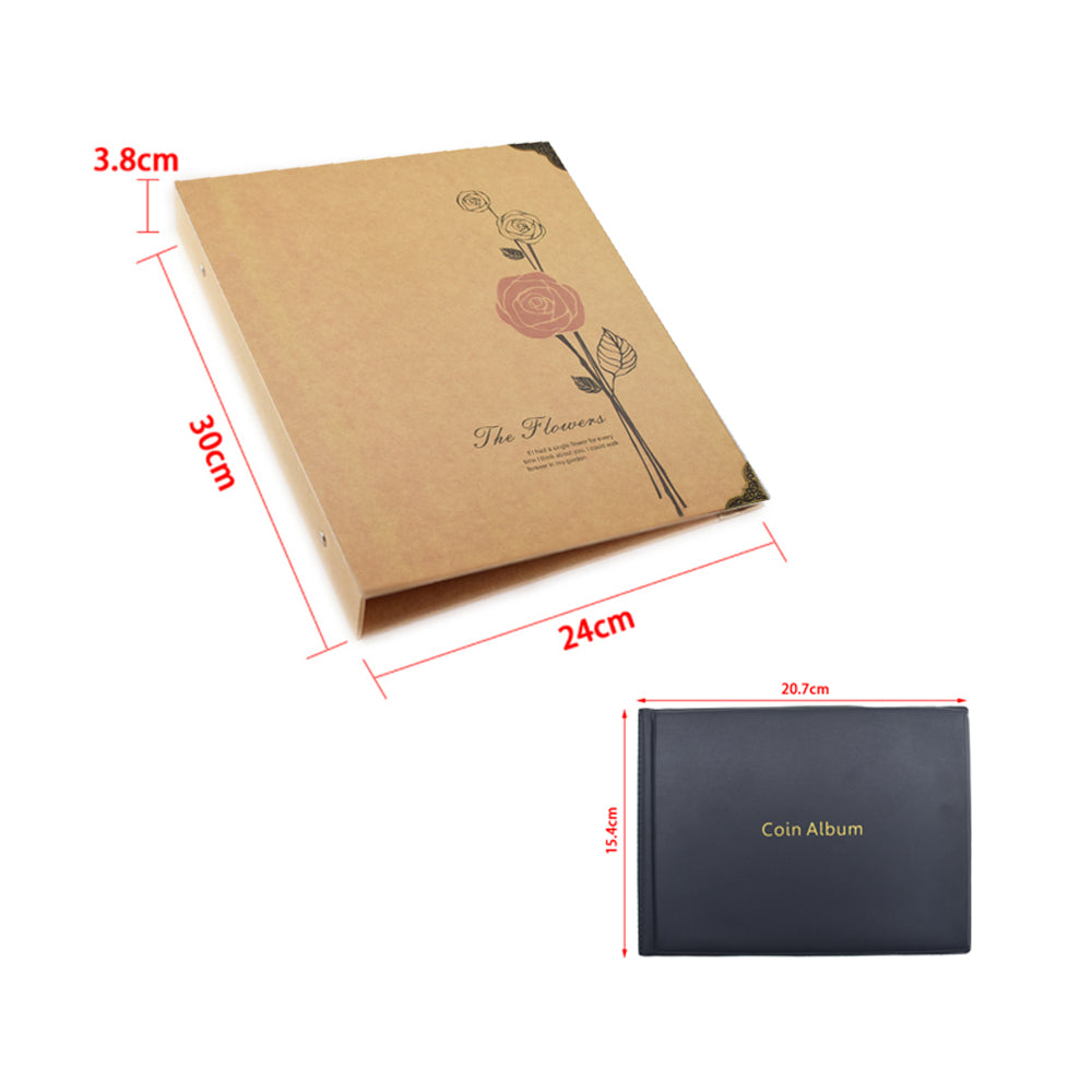 240 Coins Collection Storage + 240 Pockets Cardboard Notes Album Paper Money
