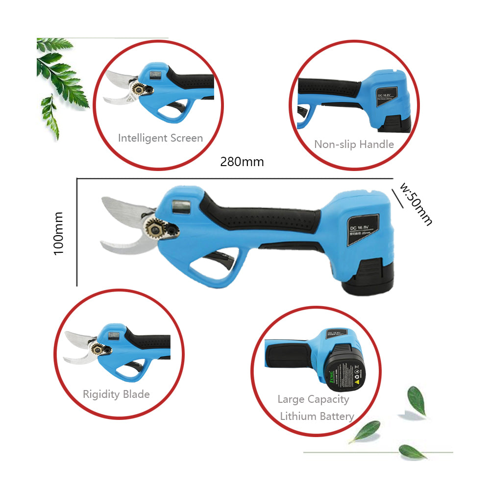 Intelligent Screen 16.8V Electric Cordless Pruner Garden 3 Battery 25mm Cutting