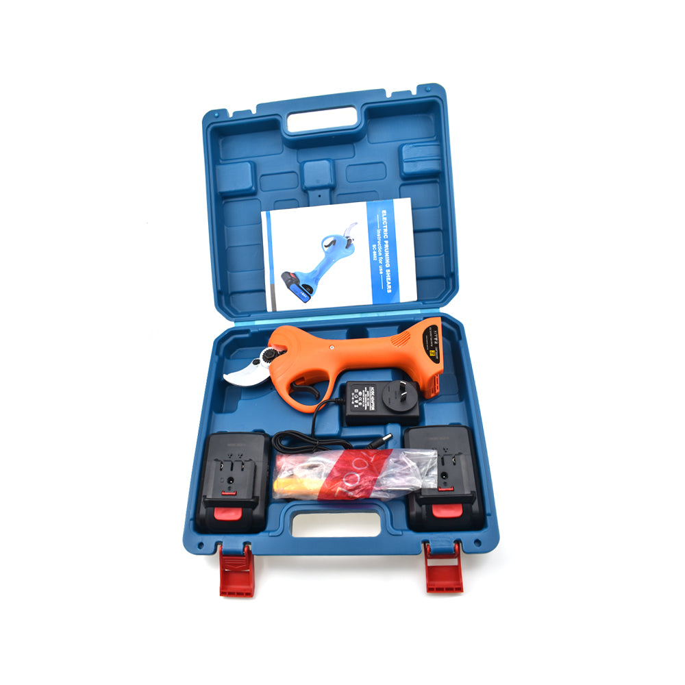 30mm Cordless Rechargeable Electric Pruning Shears Secateur Branch Cutter Orange