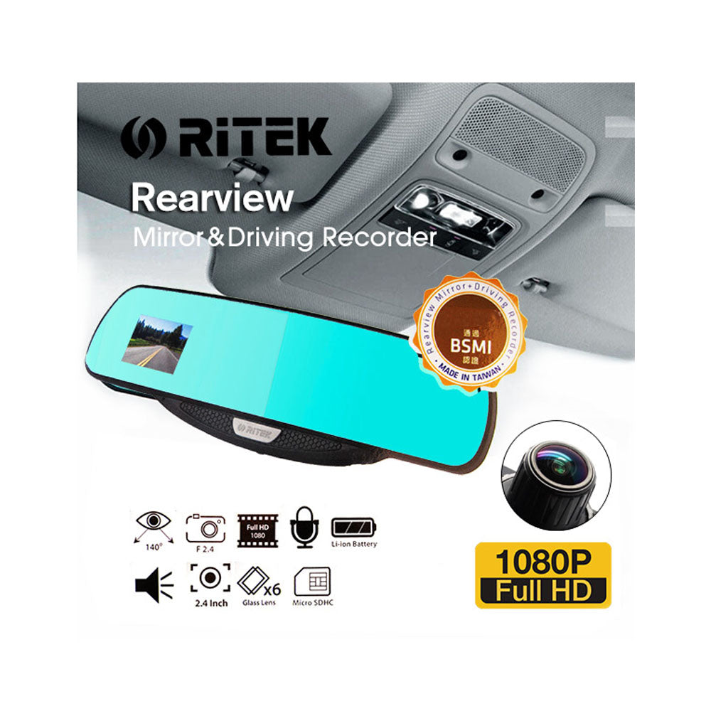 Ritek Full HD 1080 CRMT 01 Rearview Mirror + Driving Recorder