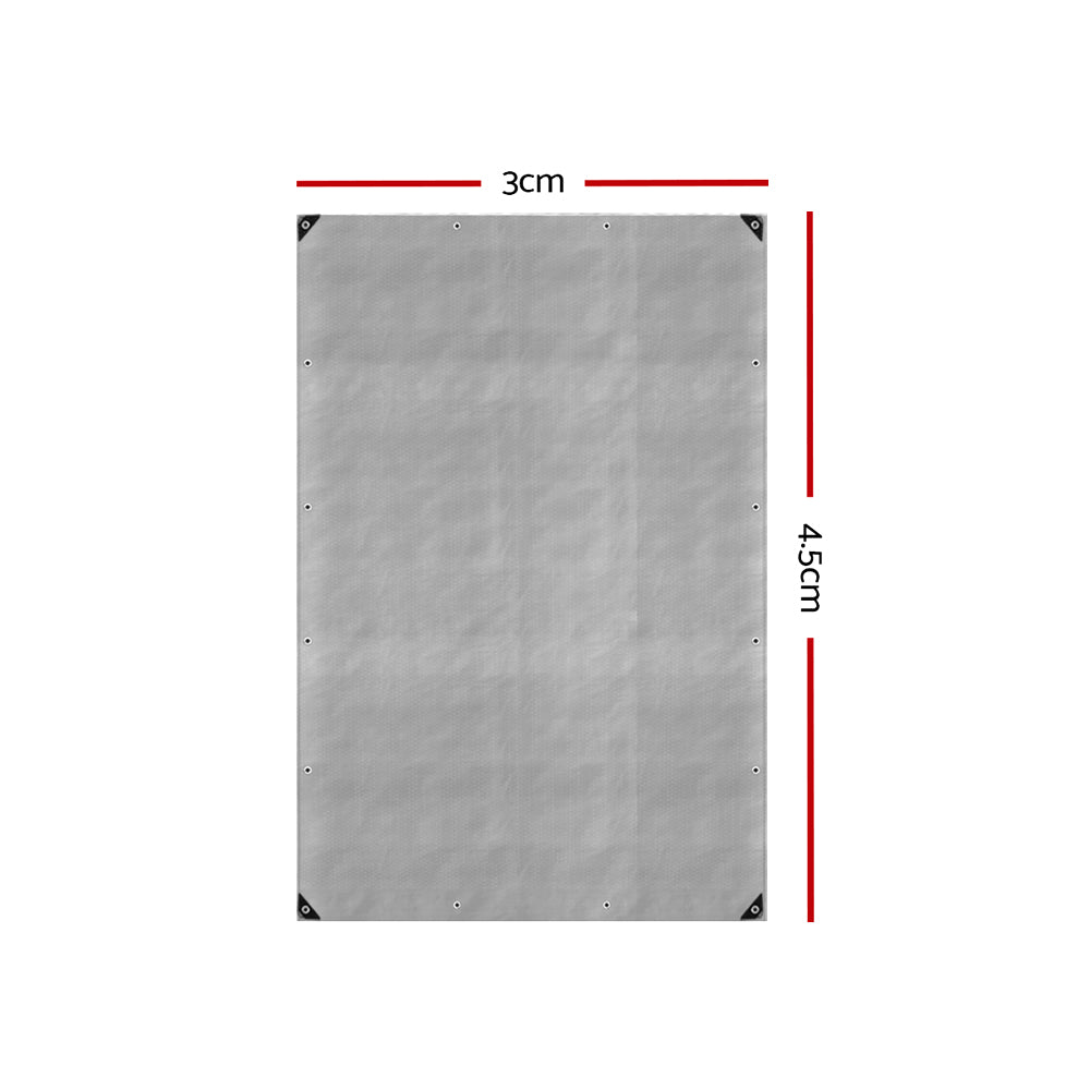 Instahut 3x4.5m Tarp Camping Tarps Poly Tarpaulin Heavy Duty Cover 180gsm Silver