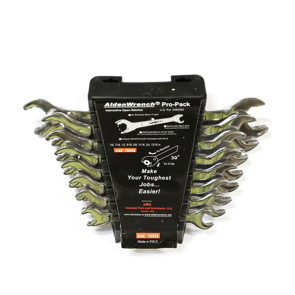 Warren & Brown 8pc Stainless Steel Spanners Imperial Alden Pro-Pack Wrench Set