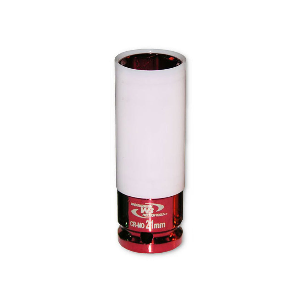 Warren & Brown 1/2" Square Drive 21mm Thin Wall Wheel Deep Impact Socket Red