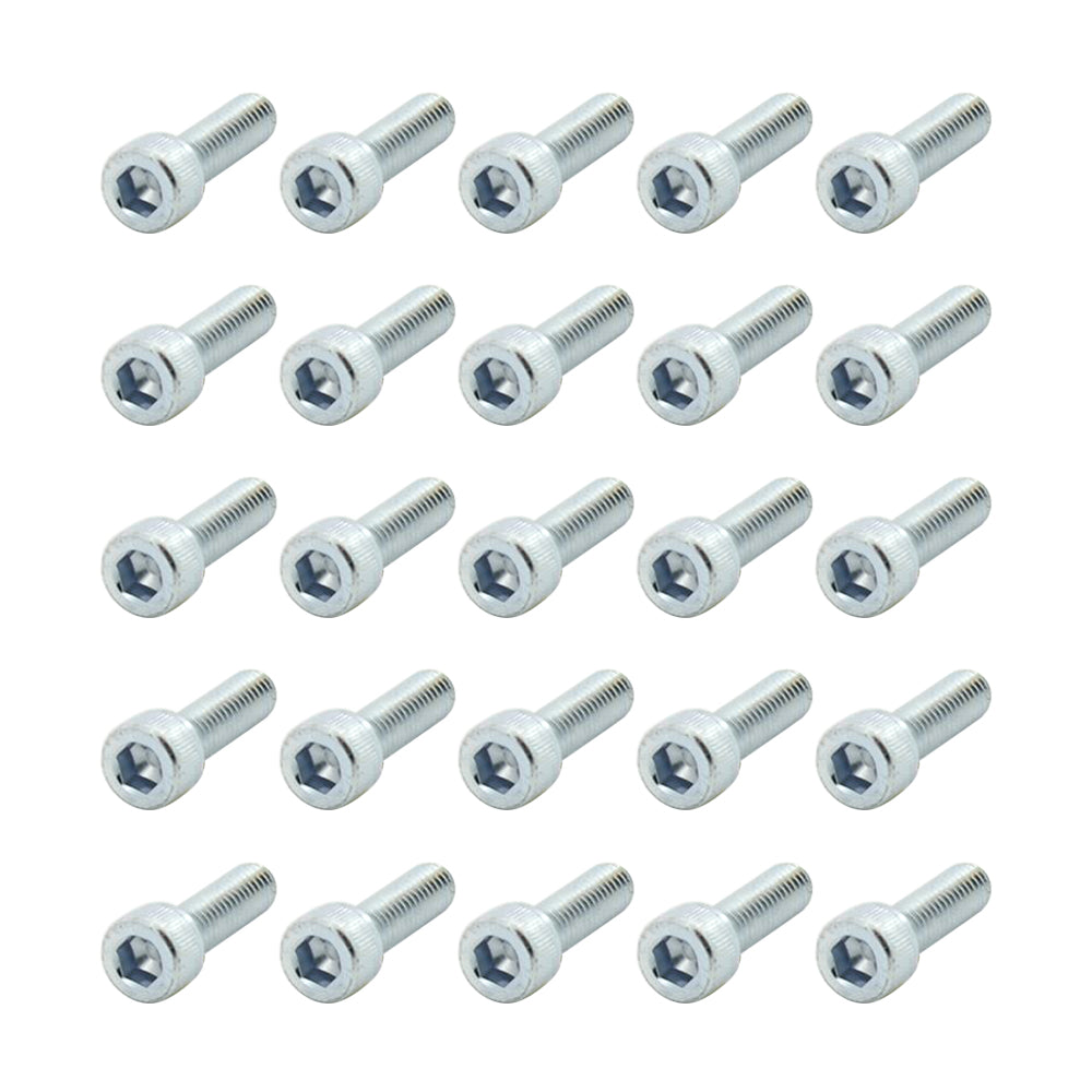 25 Pcs Head Cap Allen Screws M6x20mm Thread Pitch 1.00mm Zinc Plated Workshop