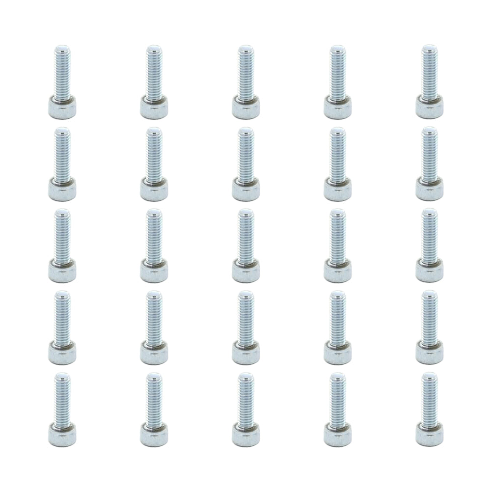 25 Pcs Head Cap Allen Screws M6x20mm Thread Pitch 1.00mm Zinc Plated Workshop