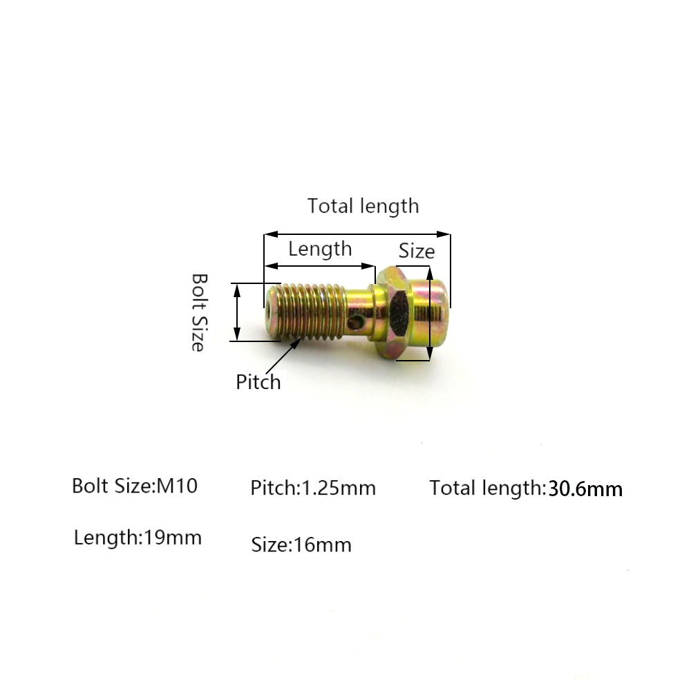 Motorcycle Banjo Bolt With Female Joint Brake Calipers M10x1.25mm