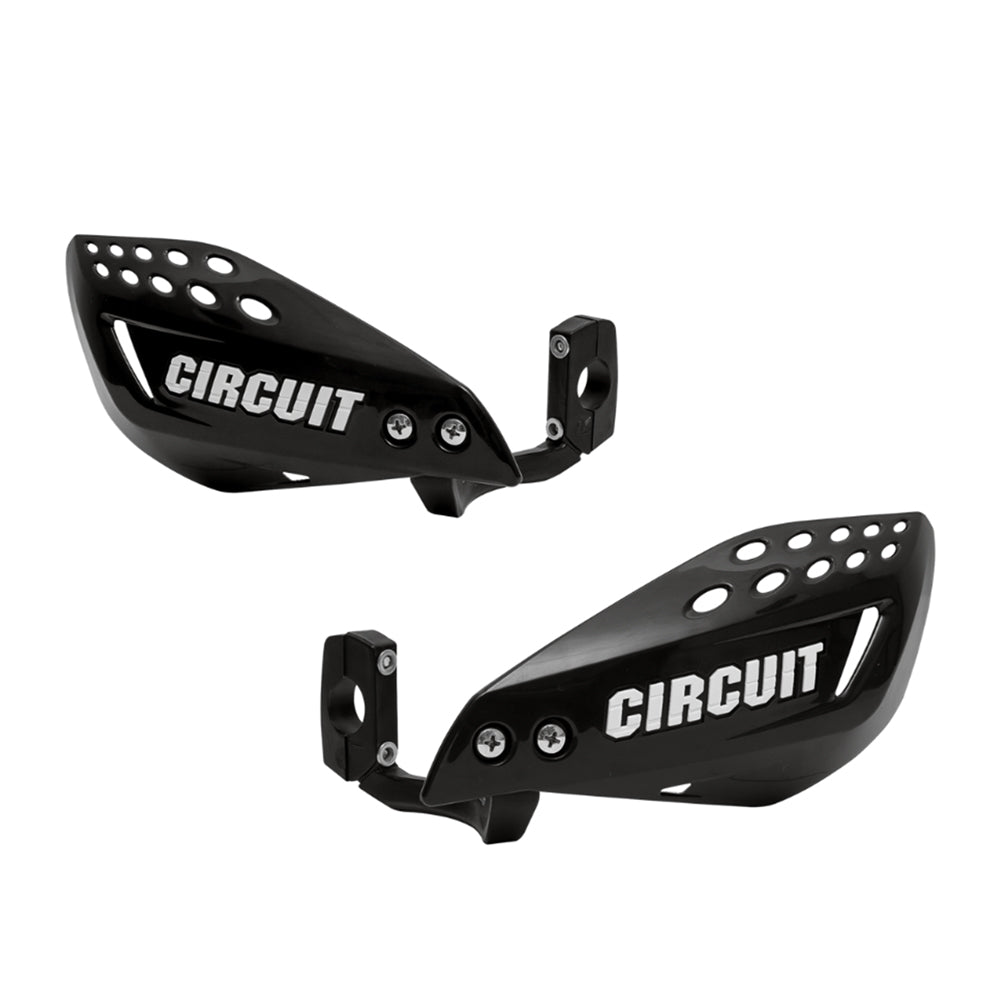 Pair Motorcycle Circuit Vector Black Hand Guards Kit Carbon Look With White