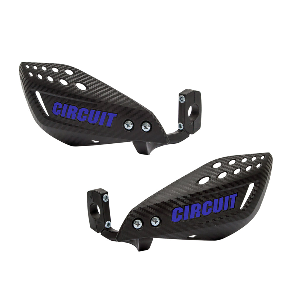 Pair Motorcycle Circuit Vector Black Hand Guards Kit Carbon Look With Blue