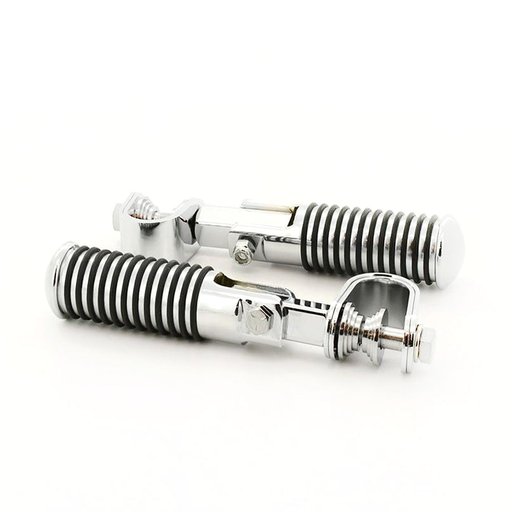 2Pcs O-Ring Clamp On Style Chrome Footpegs With Universal Clamping Bracket
