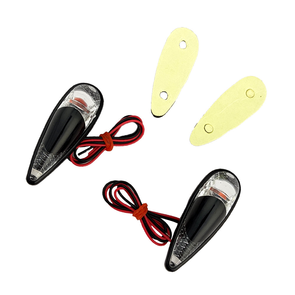 Universal Pair Micro Teardrop Flush Mount Indicators Clear Lens Black 60mm