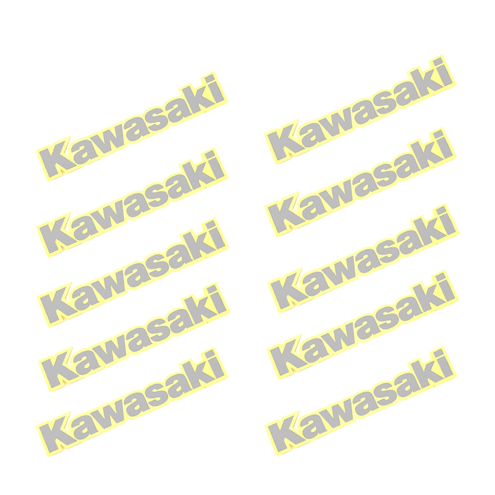 10Pcs 164 x 30mm Fit Small Kawasaki Silver Fork swingarm fender sticker Motorbike