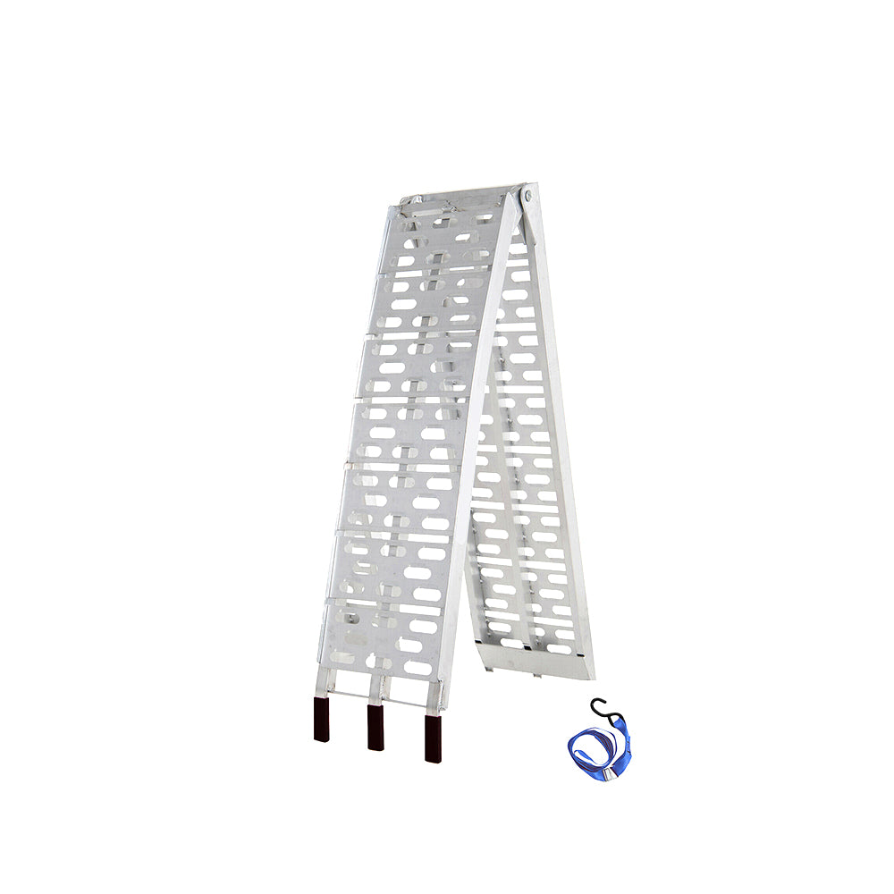 Folding Loading Ramp Heavy Duty Includes Adjustable Support Leg And Safety Strap