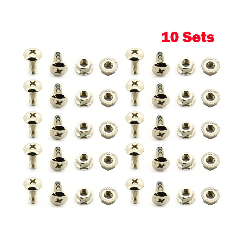10 Sets Car Trucks Number Plate Universal Screws Nuts Kits Fasteners Parts