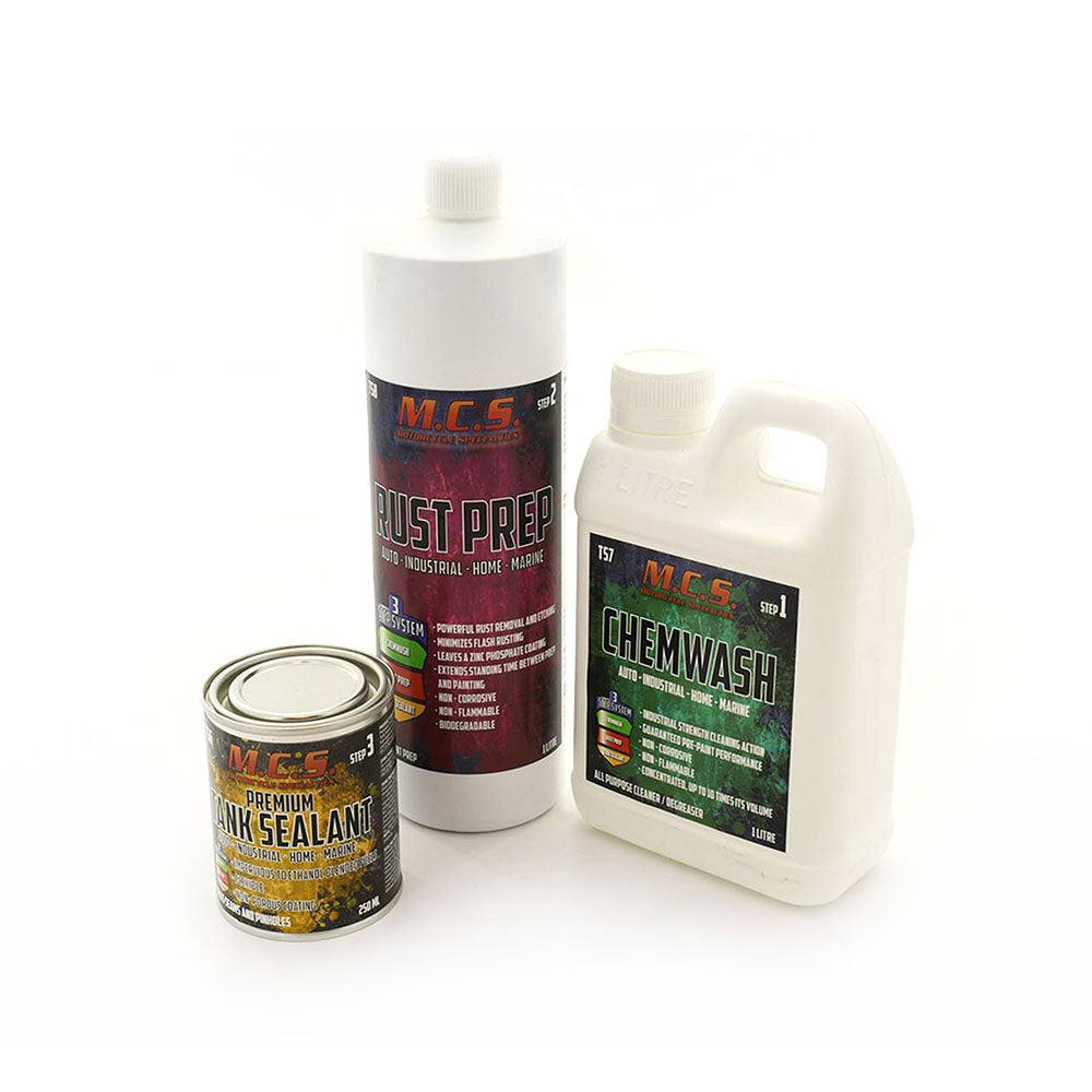 Fuel Tank Sealant Kit Includes 1L ChemWash 1L Rust Prep And Tank Sealant 250mm