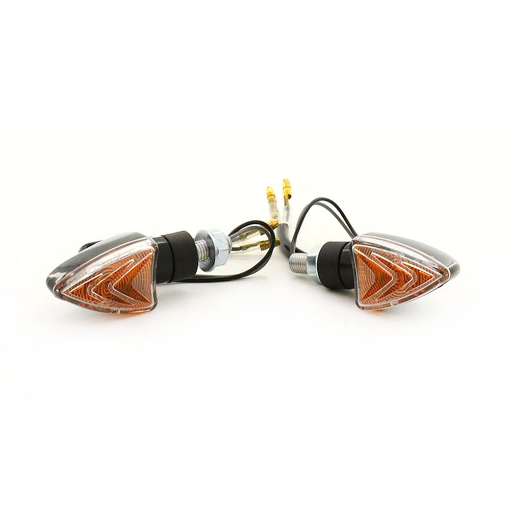 Pair Motorcycle Micro Arrowhead Indicator Clear Lens For YZF CBR GSXr Z Xv