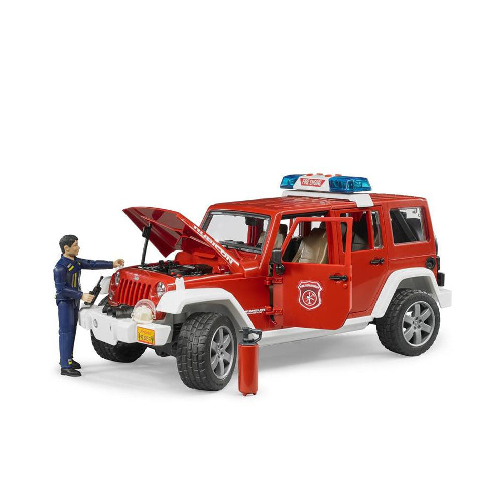 Bruder Licensed 1:16 Scale Jeep Wrangler Rubicon Fire Department With Fireman