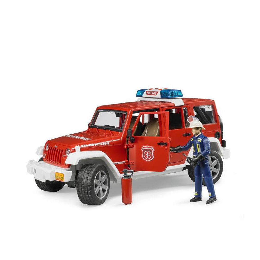 Bruder Licensed 1:16 Scale Jeep Wrangler Rubicon Fire Department With Fireman