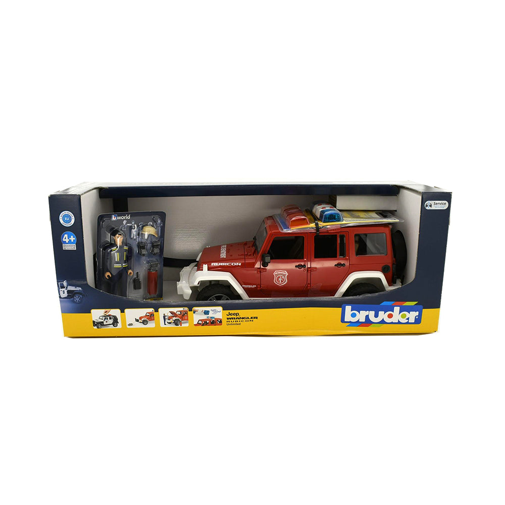 Bruder Licensed 1:16 Scale Jeep Wrangler Rubicon Fire Department With Fireman