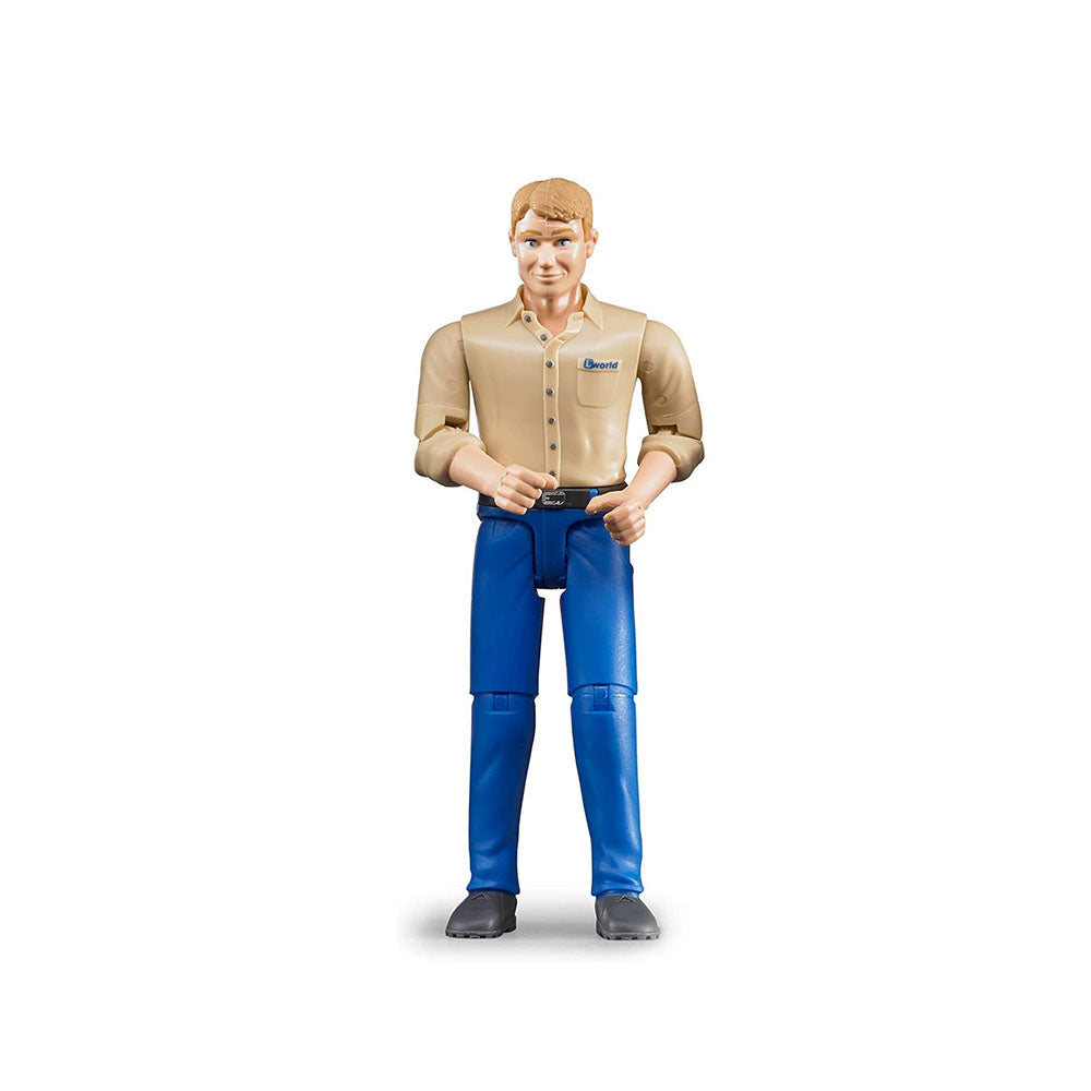 Bruder Licensed 1:16 Scale Figurine Bworld Man With Light Skin in Blue Jeans For Kids 4y+