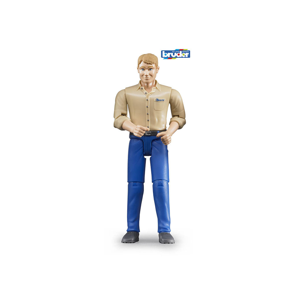 Bruder Licensed 1:16 Scale Figurine Bworld Man With Light Skin in Blue Jeans For Kids 4y+